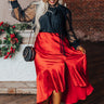 The Roxleigh Satin Midi Skirt In Red Curves Image - 1