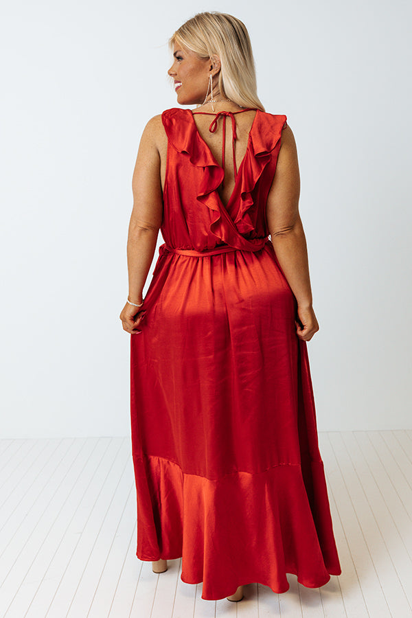 The Roxleigh Satin Maxi In Red Curves Image - 2