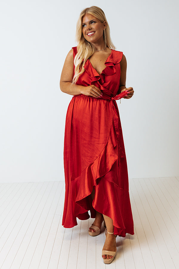 The Roxleigh Satin Maxi In Red Curves Image - 1