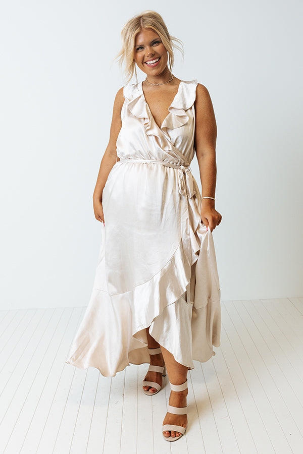 The Roxleigh Satin Maxi In Champagne Curves Image - 1