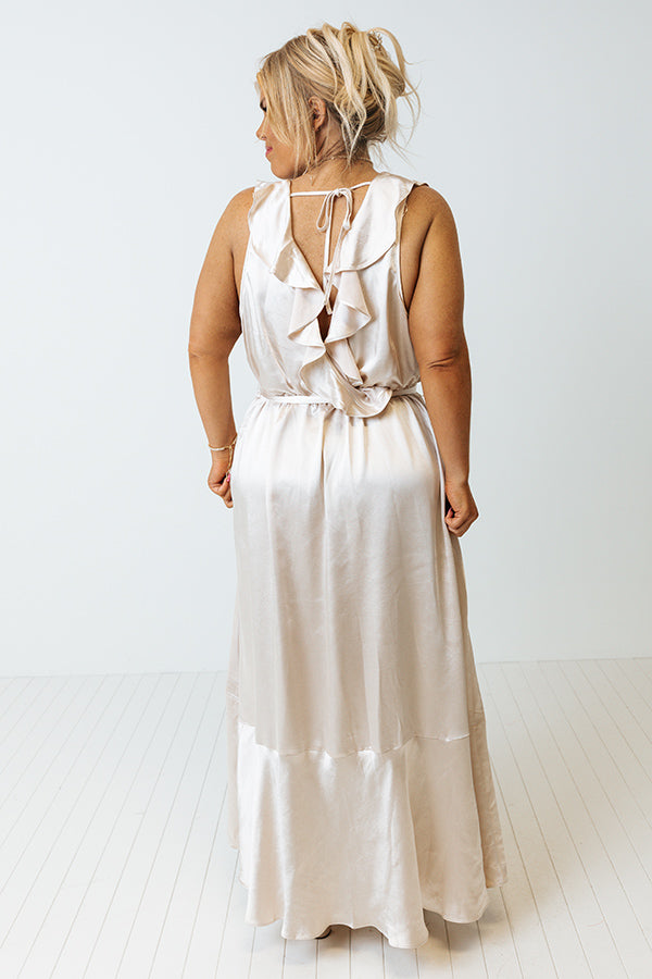 The Roxleigh Satin Maxi In Champagne Curves Image - 2