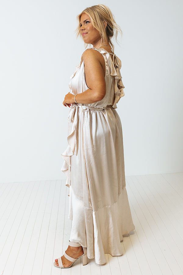 The Roxleigh Satin Maxi In Champagne Curves Image - 5