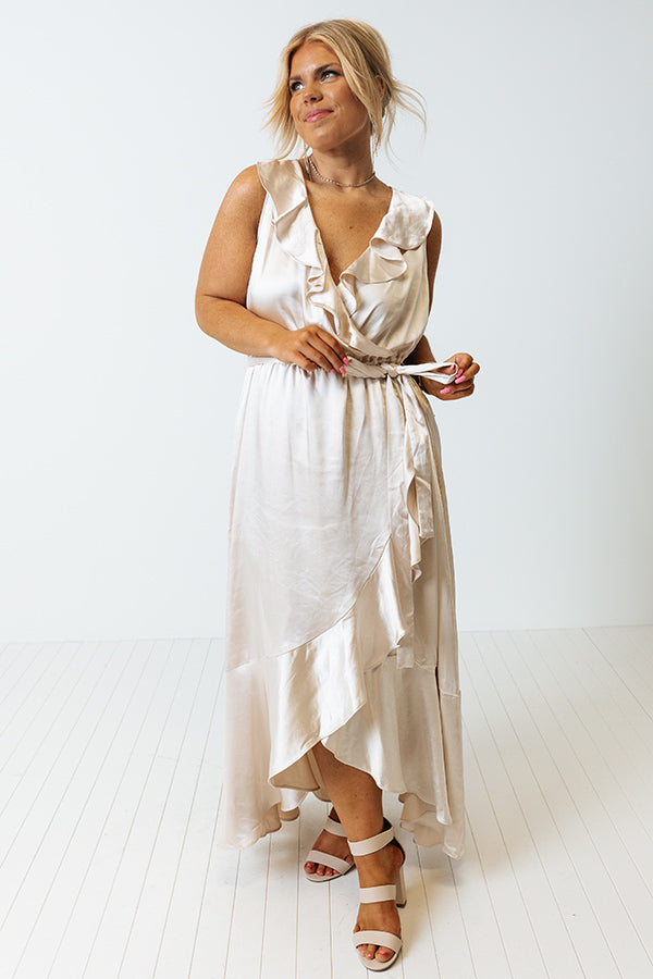 The Roxleigh Satin Maxi In Champagne Curves Image - 3