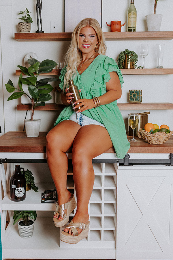Expect The Best Babydoll Top In Green Curves Image - 1