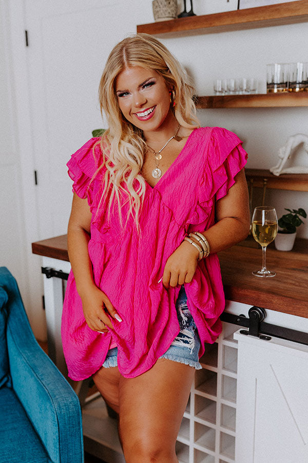 Expect The Best Babydoll Top In Hot Pink Curves Image - 1