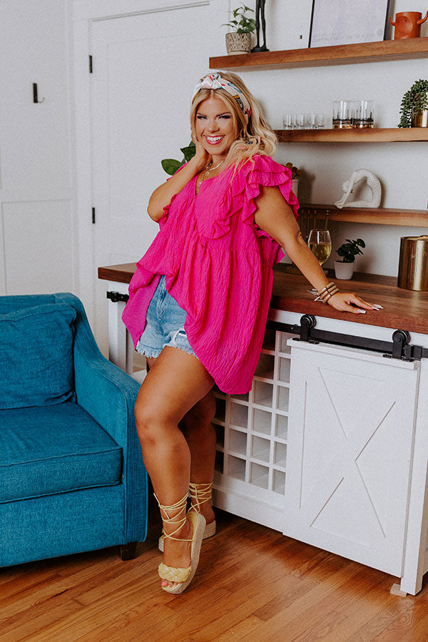 Expect The Best Babydoll Top In Hot Pink Curves Image - 2