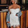 Party Plans Feather Bodysuit in White Image - 1