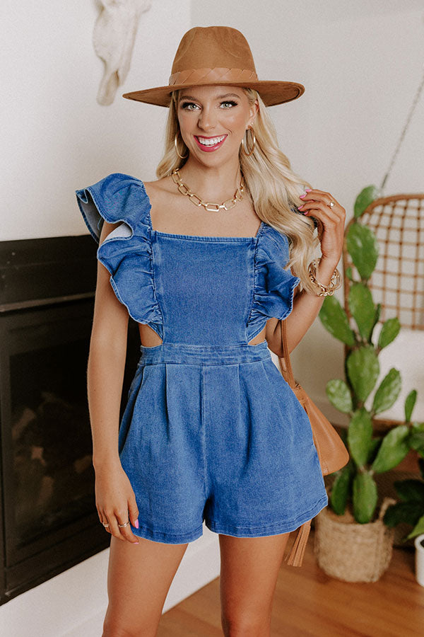 Retro Vibes Denim Romper Image - 2