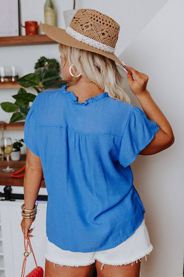 Floral Flirtation Embroidered Top In Blue Curves Image - 5