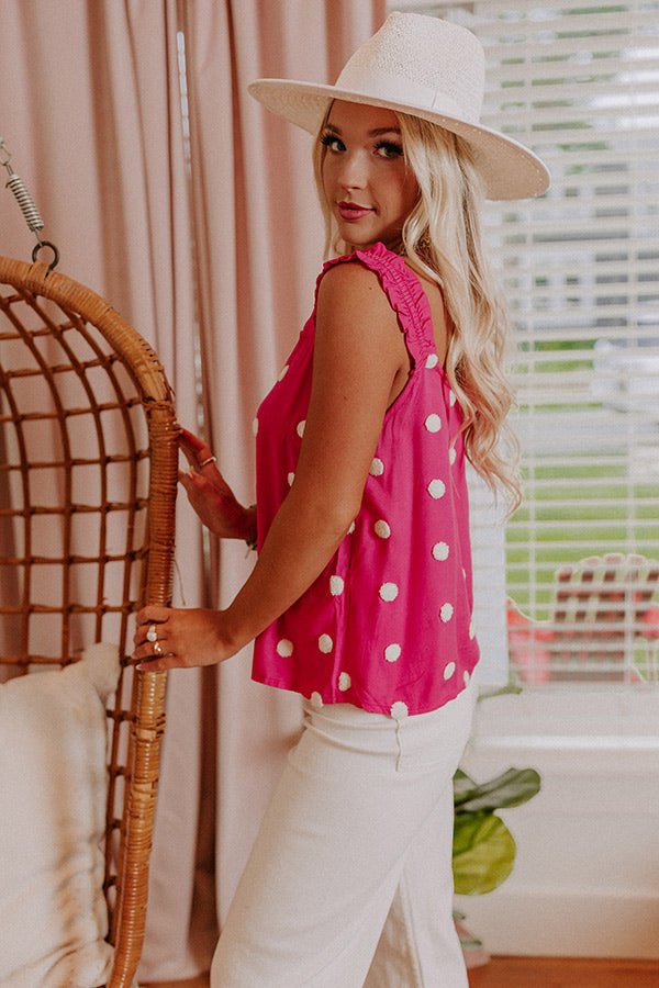 San Fran Frills Polka Dot Top In Pink Image - 3