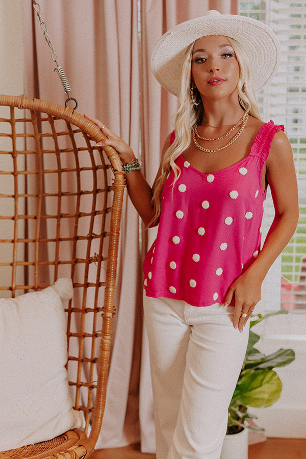 San Fran Frills Polka Dot Top In Pink Image - 5
