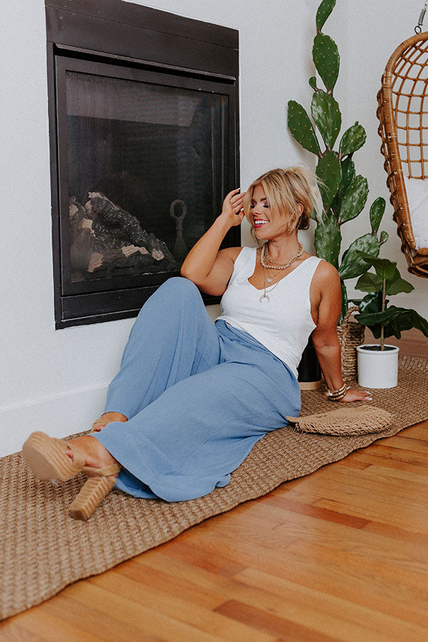 Tree Lined Drive High Waist Trousers In Airy Blue Image - 1