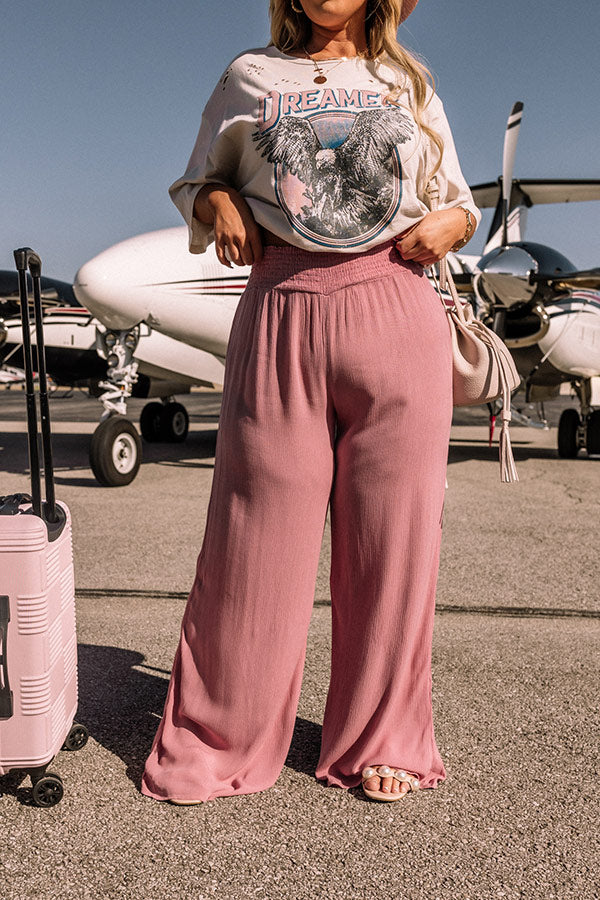 Tree Lined Drive High Waist Trousers In Blush Curves Image - 2