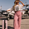 Tree Lined Drive High Waist Trousers In Blush Curves Image - 1