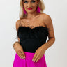 Party Plans Feather Bodysuit in Black Image - 1