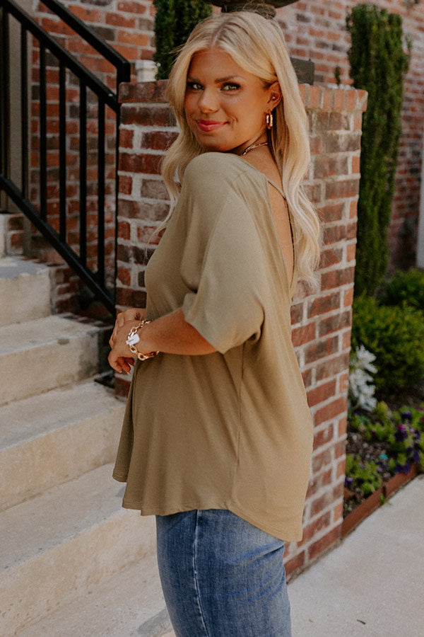 Tree Lined Drive Shift Top In Martini Olive Curves