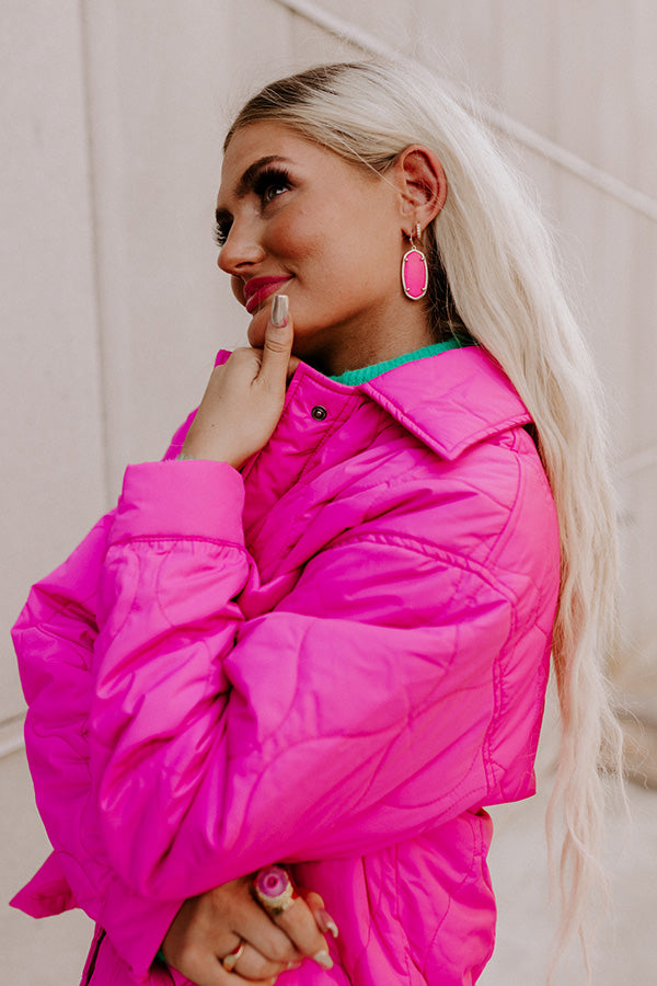 Kendra Scott Elle Gold Drop Earrings in Neon Pink Magnesite Image - 1