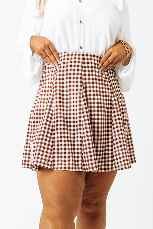Name Of The Game Plaid Skirt In Chocolate Curves Image - 3