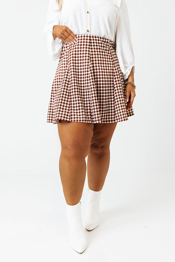 Name Of The Game Plaid Skirt In Chocolate Curves Image - 2