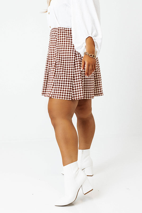 Name Of The Game Plaid Skirt In Chocolate Curves Image - 4