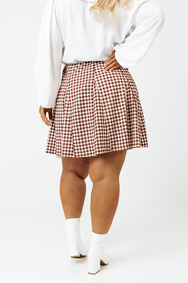 Name Of The Game Plaid Skirt In Chocolate Curves Image - 5