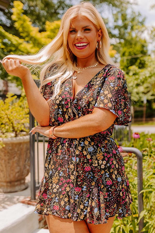 Sassy And Sweet Floral Romper In Black Curves Image - 1