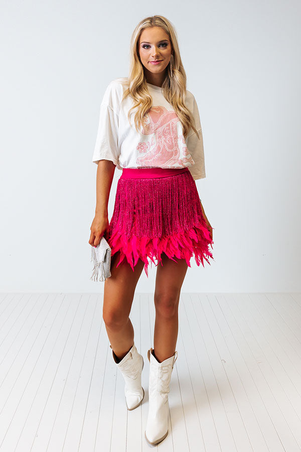 Down To Disco Feather Skirt In Hot Pink Image - 1