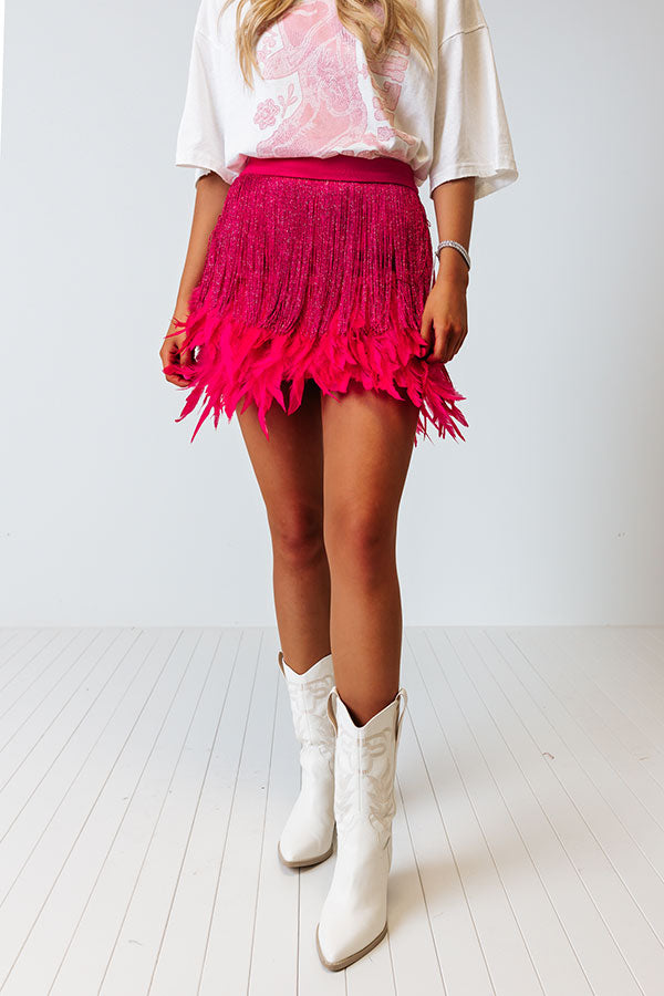 Down To Disco Feather Skirt In Hot Pink Image - 2