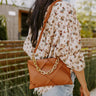 Address The Room Faux Leather Clutch In Camel Image - 1