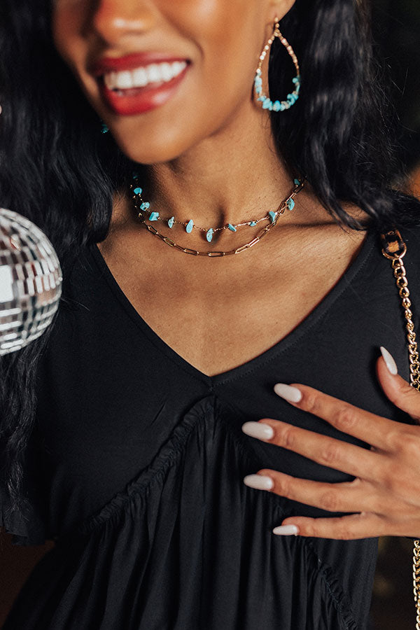 Feel The Beat Necklace In Turquoise
