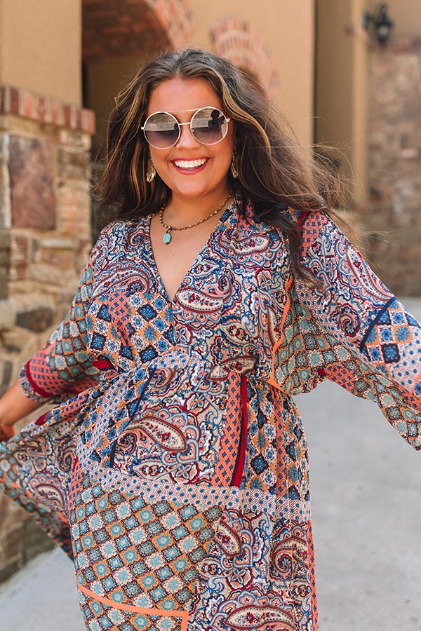 Coasting Through Amalfi Paisley Maxi In Blue Curves Image - 4