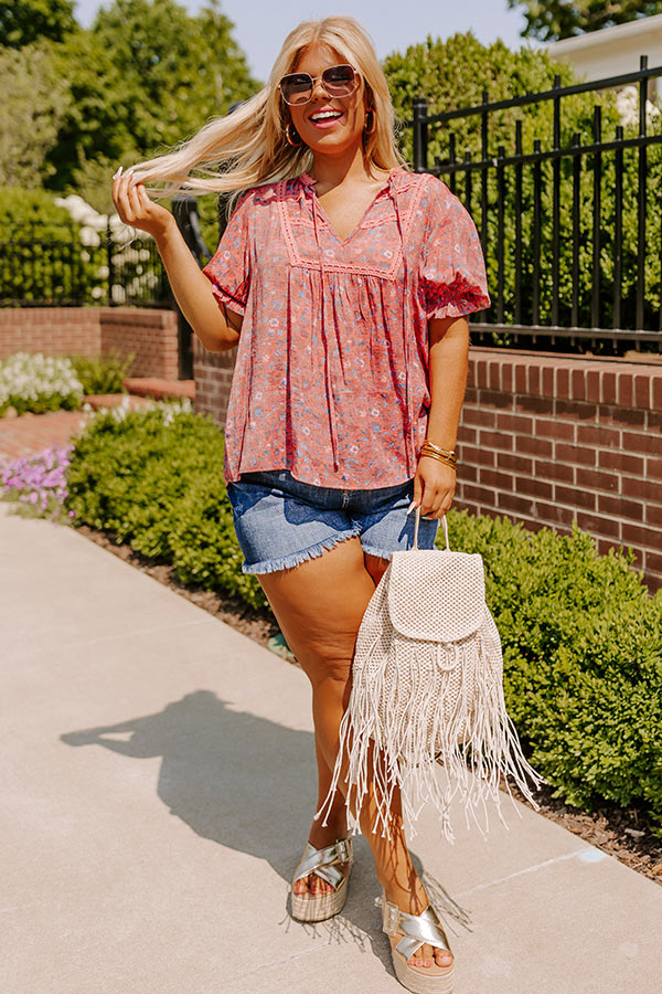 Candid Feelings Floral Shift Top In Coral Curves Image - 1