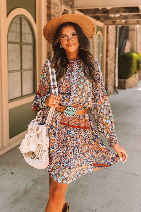 Coasting Through Amalfi Paisley Dress In Blue