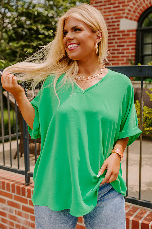 City Meetup Shift Top In Kelly Green Curves