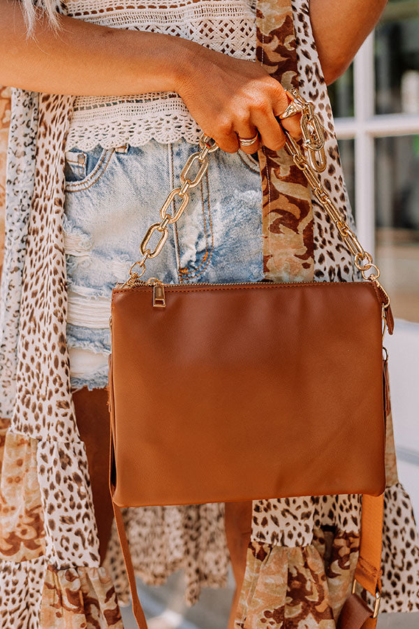 Closest To Me Faux Leather Crossbody In Camel Image - 2