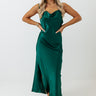 Classy And Confident Satin Midi In Hunter Green Image - 1
