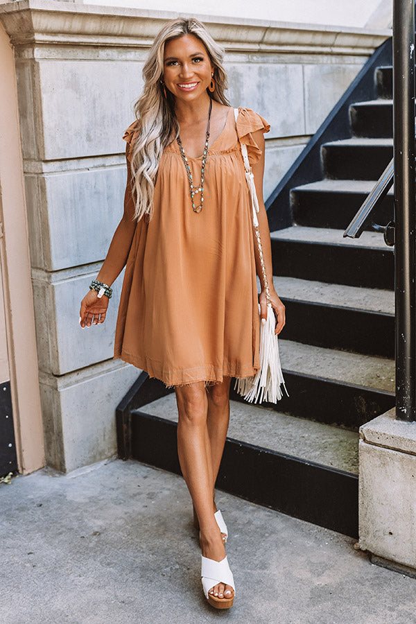 Candid Feelings Shift Dress In Camel Image - 2