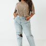 Lucky Break Mineral Wash Shift Tee In Dark Taupe Curves Image - 1