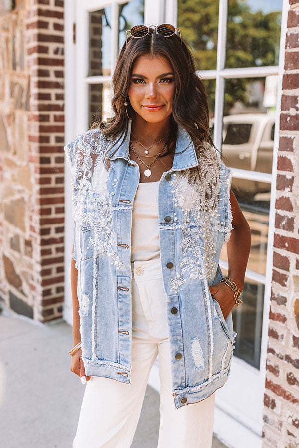 Shimmer So Stunning Embellished Denim Vest Image - 1