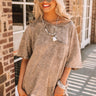 Lucky Break Mineral Wash Shift Tee In Dark Taupe Image - 1