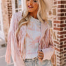 Feeling Grand Faux Suede Fringe Jacket In Pink Image - 1