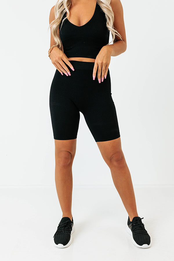 New Path High Waist Ribbed Biker Shorts Image - 5