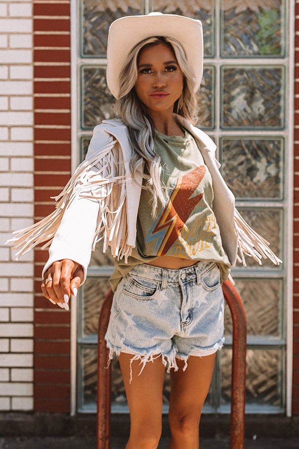 Feeling Grand Faux Suede Fringe Jacket In Stone Image - 2