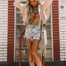 Feeling Grand Faux Suede Fringe Jacket In Stone Image - 1
