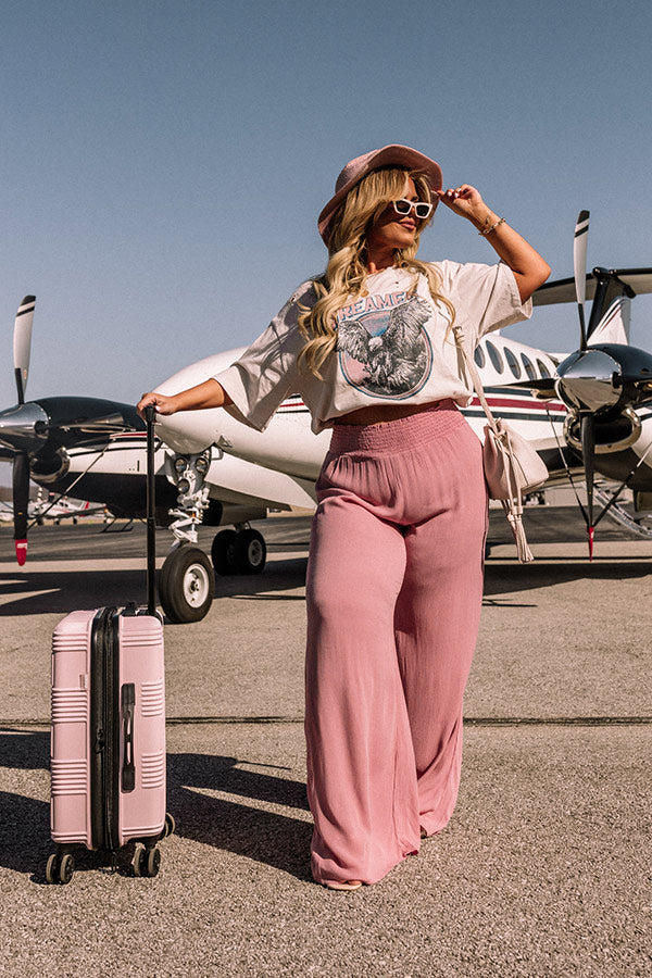 Dreamer Eagle Distressed Boyfriend Tee In Light Beige Curves Image - 2