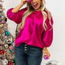 Romantic Tone Satin Shift Top In Fuchsia Curves Image - 1