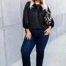 Romantic Tone Satin Shift Top In Black Curves Image - 1