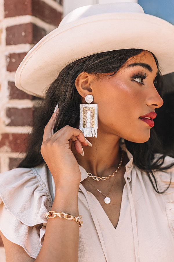 Malibu Pier Beaded Earrings In White Image - 1