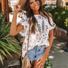 Floral Zone Shift Top In White Image - 1