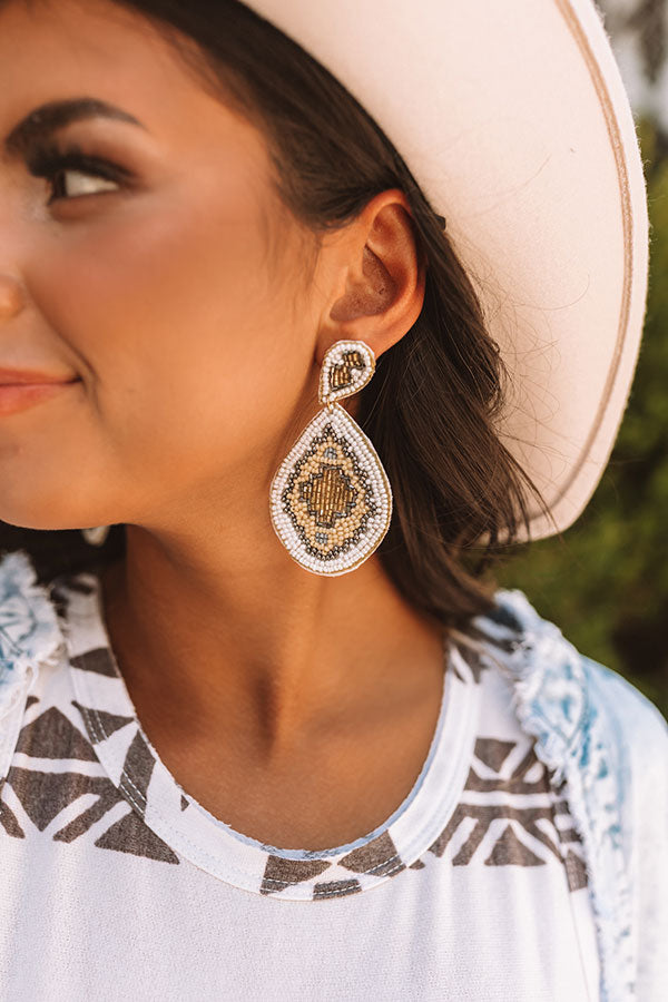 Tuscan Trail Beaded Earrings In White Image - 2